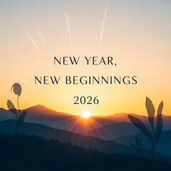 New year new beginnings 2026 sunrise over mountains hopeful future