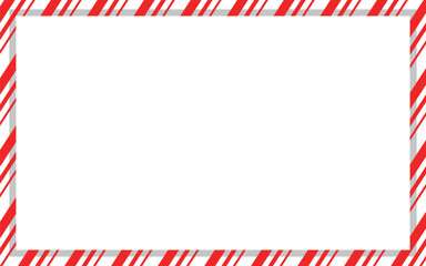 Christmas Candy Cane Border Frame, Red Striped Decorative Edge for Holiday Cards, Invitations, Web and Print