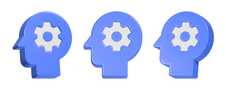 Blue head silhouette with a mechanical cogwheel concept illustration 3d rendering - Powered by Adobe