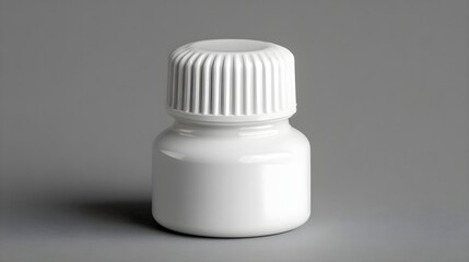 Minimal pharmaceutical bottle on grey background