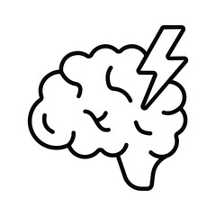 line icon of brain and lightning for innovative thinking.