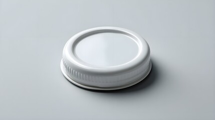 Minimal white bottle cap on grey backdrop