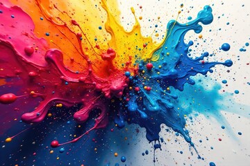 A vibrant, abstract paint explosion depicting freedom and creative expression Bold colors burst across the canvas, symbolizing unrestrained artistic liberty , visual, artistic liberty, colors