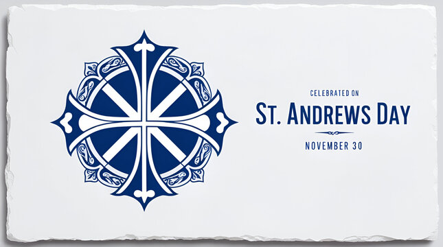 St Andrews Day Celebration Illustration with Scottish Flag, Thistle, and Traditional Celtic Design