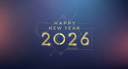 Elegant golden 2026 happy new year text design with subtle bokeh background