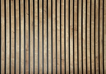 Natural wooden wall texture with vertical slats – warm oak wood pattern background for modern interior or architectural design