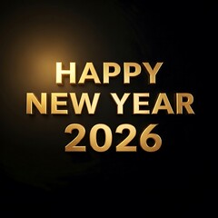 Golden happy new year 2026 text on a dark textured background