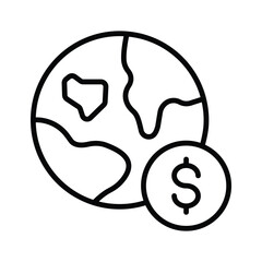 line outline icon of global business in modern design style