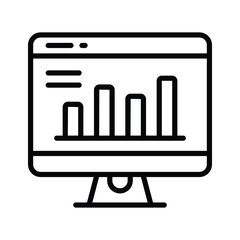 Monitor with chart showing data analysis and performance, business analytics icon