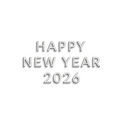 Elegant silver balloons spell out happy new year 2026 celebration