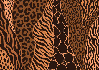 Abstract hybrid animal skin pattern design. Animal print vector illustration background. Wildlife fur skin design illustration for web, home decor, fashion, surface, graphic design
