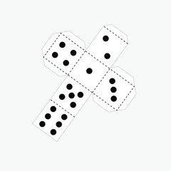 Paper dice template,Printable game,Vector illustrations.