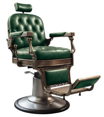 Vintage luxury barber chair isolated on transparent background. PNG	