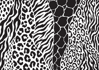 Abstract hybrid animal skin pattern design. Animal print vector illustration background. Wildlife fur skin design illustration for web, home decor, fashion, surface, graphic design