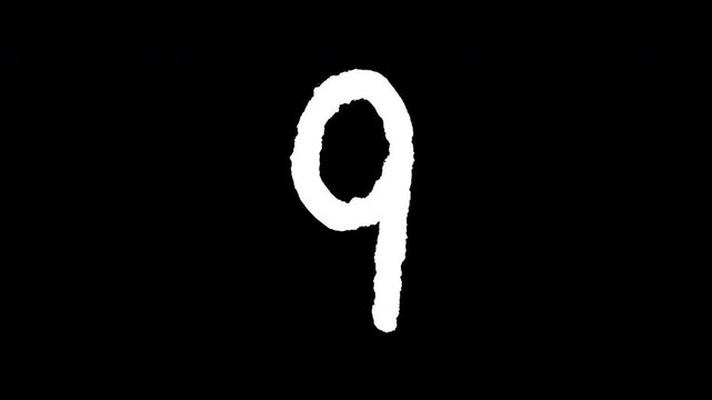 A swaying number "9", alpha channel	
