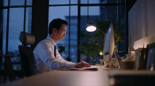 Japanese Businessman Typing/日本人ビジネスマンタイピング6