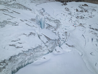 Aerial view of landscape in the high altitude glaciers, China