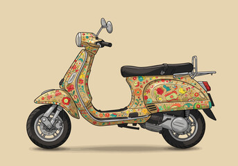 Floral Patterned Scooter: A Vintage-Inspired Design.