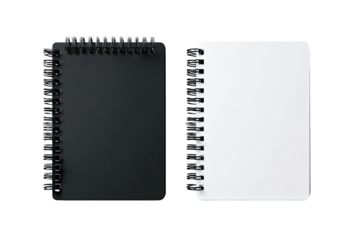 Two spiral-bound notebooks, black and white, side-by-side (2)