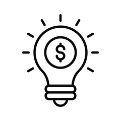Lightbulb with dollar sign symbolizing idea investment, financial idea icon