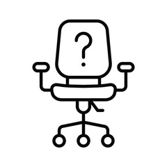 Office chair with question mark symbolizing job vacancy, trendy icon