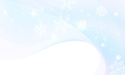 青い波の重なりと雪の結晶模様のフレーム