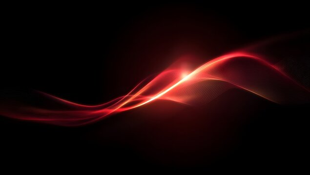 Abstract flowing vibrant red light trails creating an energetic luminous wave against a dark background