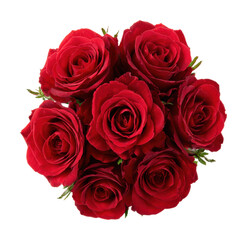 Obraz premium Beautiful red roses bouquet floral arrangement isolated on transparent background