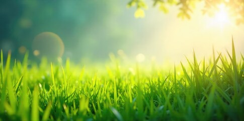 Obraz premium Sunlight streams through tall grass in a gently swaying field, creating an ethereal, airy atmosphere The scene is peaceful and evokes a sense of tranquility and freedom , farmland, wind