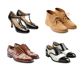 Pairs of retro shoes isolated