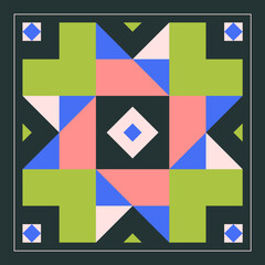 Abstract symmetric composition with geometric shapes. Shawl design