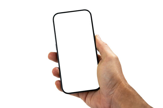 Hand holding smartphone with transparent screen isolated - Powered by Adobe