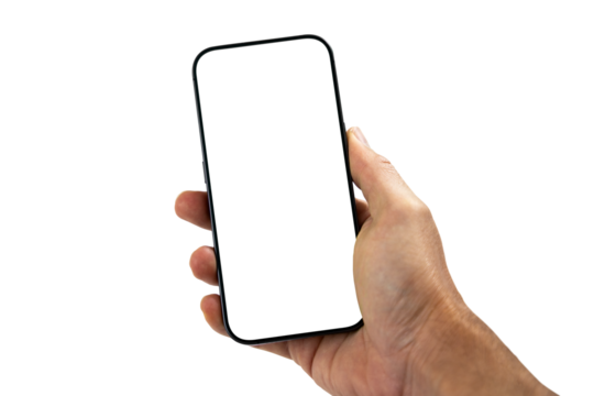 Hand holding smartphone with transparent screen isolated - Powered by Adobe