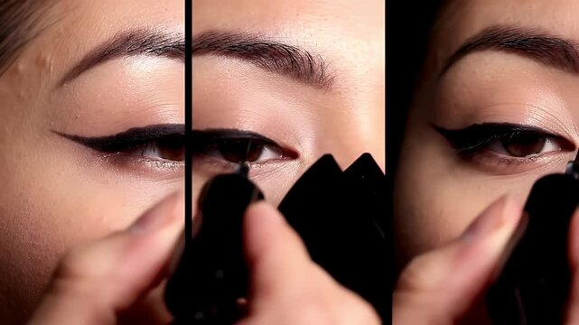 Eyeliner application steps.
