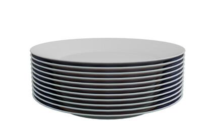 3D Render a stack of plates sitting on top of each other