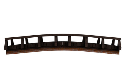 3D Render a wooden bridge with a clock on it