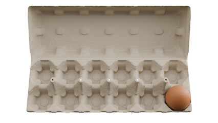 3D Render a carton with an egg and two small eggs