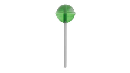3D Render a green lollipop on a white stick