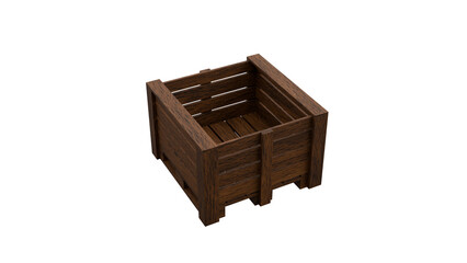 3D Render a wooden crate with a handle on a white background