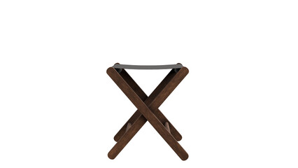 3D Render a small wooden stool with a black seat