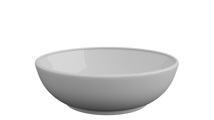 3D Render a white bowl with a black rim on a white background