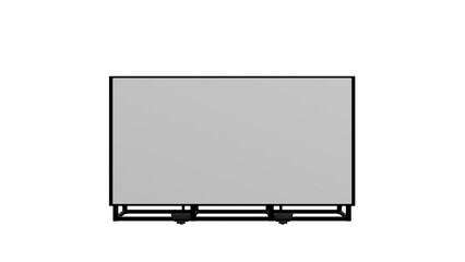 3D Render a flat screen tv sitting on top of a stand