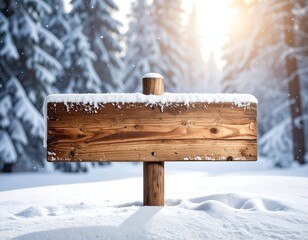 Naklejka premium Snowy Signpost in Winter Forest
