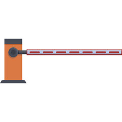 Orange Security Barrier Gate With Red And White Stripes On A White Background
