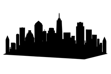 Obraz premium Chicago City Skyline silhouette vector, City buildings black symbol 