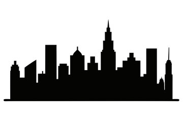 Naklejka premium Chicago City Skyline silhouette vector, City buildings black symbol 