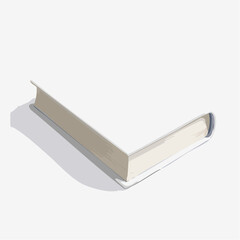 Isolated white book object with shadow on white background for conceptual design