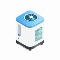 Isometric air conditioning unit illustration on white background