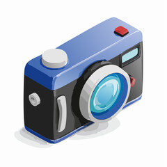 Isometric blue and black camera icon for photography and media