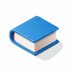 Isometric illustration of a closed book with blue cover on white background
